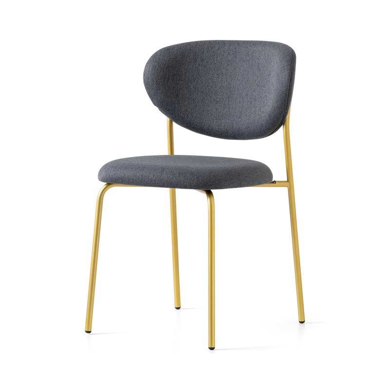 Cozy Upholstered Chair with Metal Frame, Taupe, Painted Brass