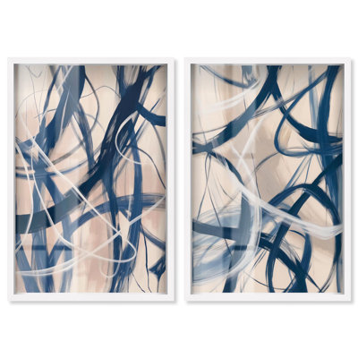 Art mural en forme de boîte-cadre dorée moderne et dorée par Art Remedy, cadre blanc, 36 x 54