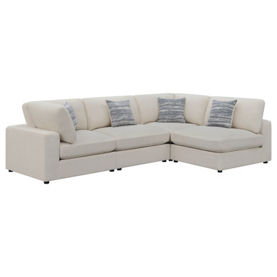 Rhette Beige 4-Piece Upholstered Sectional With Reversible Cushions