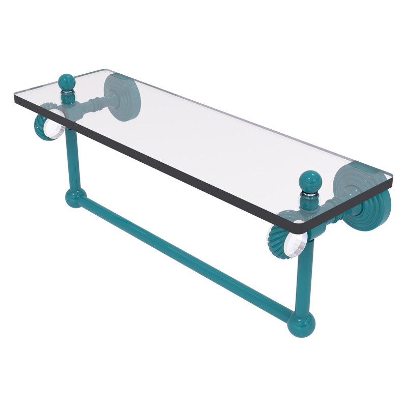 Tablette flottante avec porte-serviettes Pacific Grove, H 6,4 po x l 16 po x P 5,125 po, Bleu sarcelle Glokzin