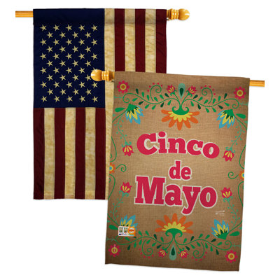 Double Sided 40 in. H x 28 in. W Polyester Cinco de Mayo House Flag