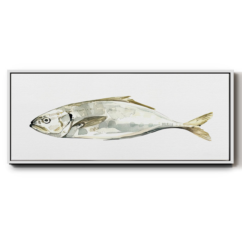 Silver Fish IV- Framed Canvas, 12" H x 30" W