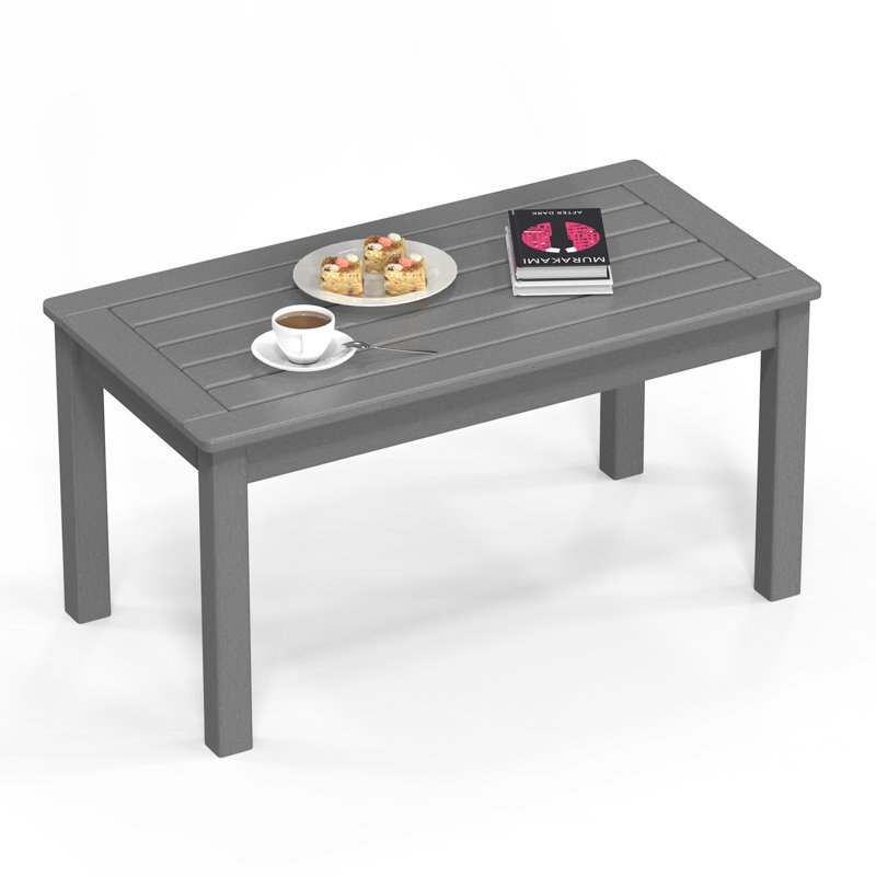 Sturdy Rectangular HDPE Patio Side Table, Gray