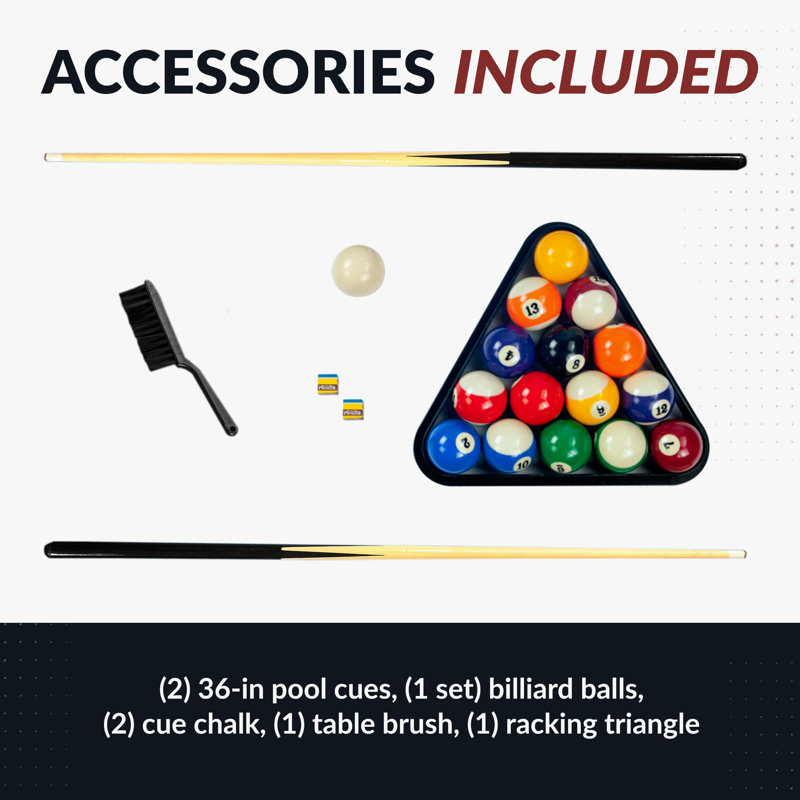 40" Pool Table Tabletop Set For Game, Compact Blue, With Cue Sticks, Ball Kit, Triangle, Chalk & Brush