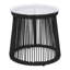 Table d'appoint moderne avec corde tissée et verre trempé robuste d'une hauteur de 16,82 po avec plateau tissé - P 15,08 po