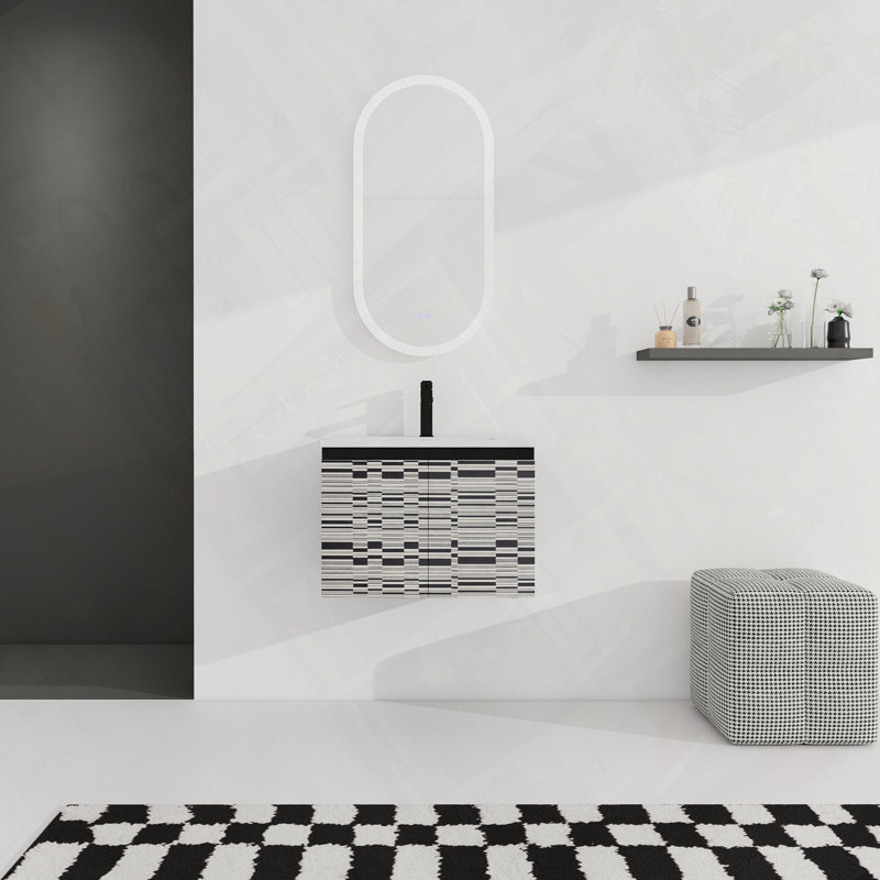 Meuble-lavabo flottant mural avec évier en céramique