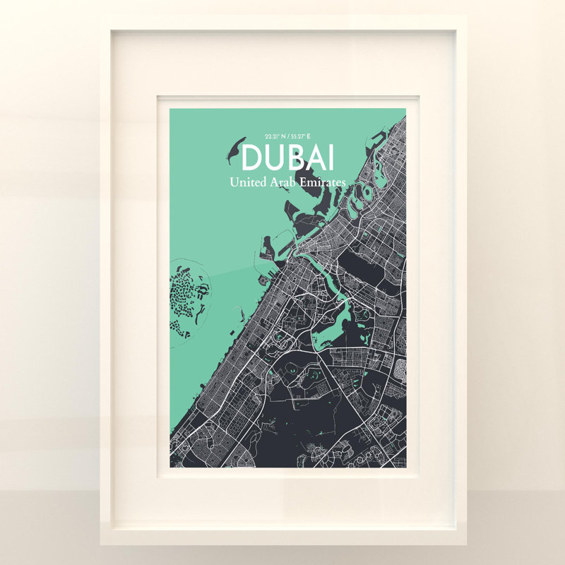 Dubai City Map In Dream - No Frame Print, 27.6cm H x 19.7cm W x 0.05cm D