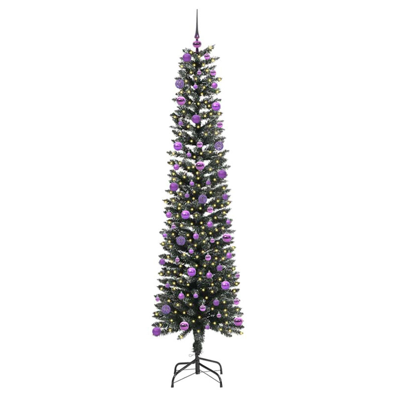 Artificial Christmas Tree with 300 LEDs Green, 6.89' H, Purple