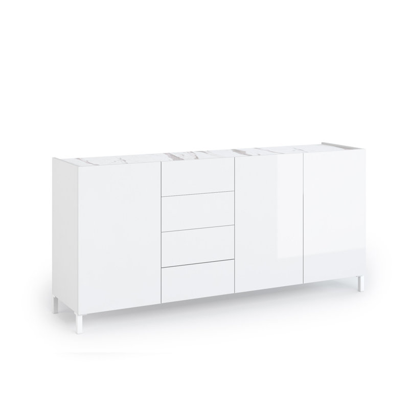 Areah 441.96cm Sideboard, White/Calacatta