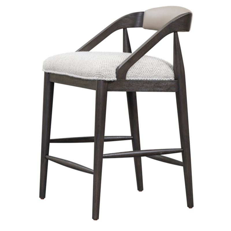 Hollister Upholstred Counter Stool Frothed Latte Performance Fabric, Counter Stool (26" Seat Height)