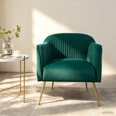 Modern Velvet Accent Armchair with Metal Legs