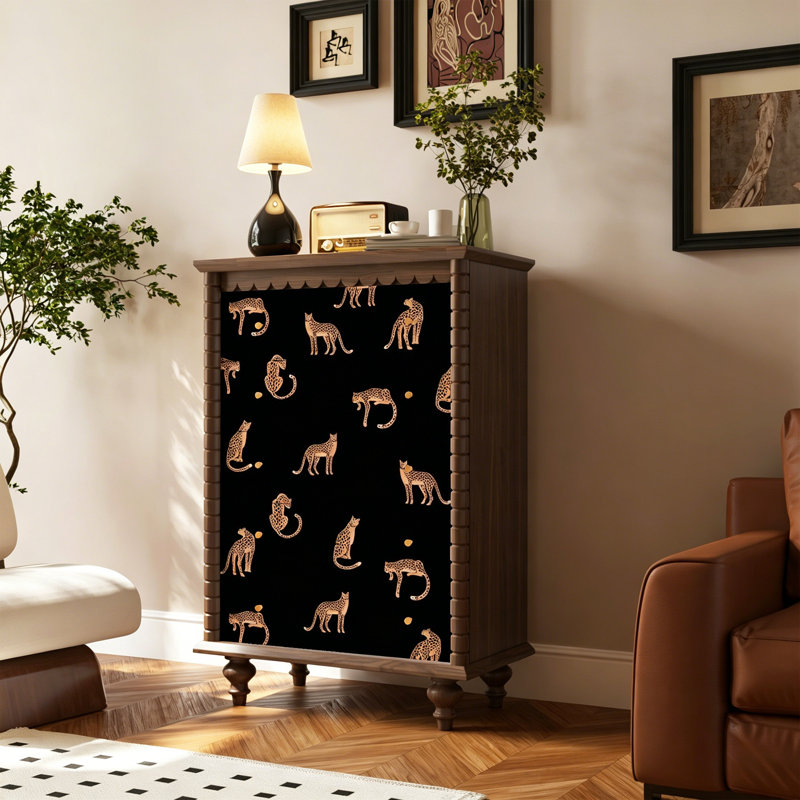 Commode de luxe à 5 tiroirs en bois massif pour plusieurs pièces, Noyer