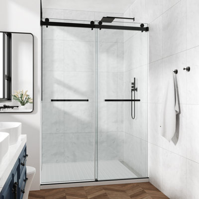 60*79" Frameless Double Sliding Shower Door, Double Shower Door, 3/8″ (10mm) SGCC Tempered Glass, Stainless Steel