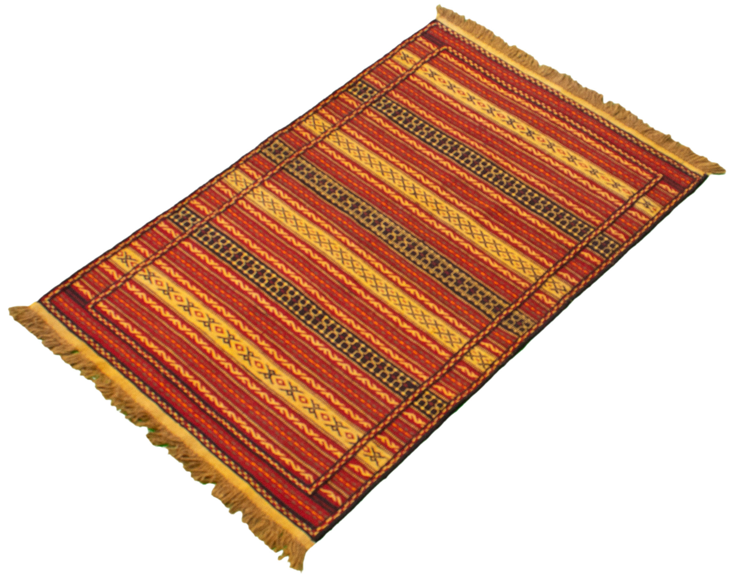 Red Yellow Rugs Foundry Select Handmade Kilim Wool Dark Red/Yellow Rug | Wayfair