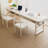White solid wood study desk Double desk with Drawers-425000427
