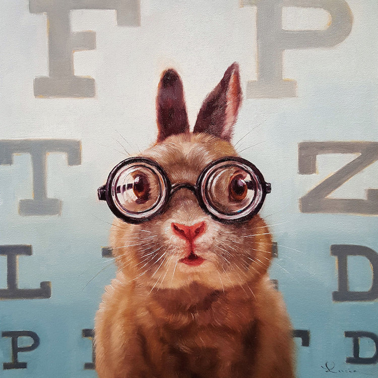 «Four Eyes», art sur toile, H 18 po x l 18 po x P 1,5 po, Toile avec cadre noir, Pas de tapis