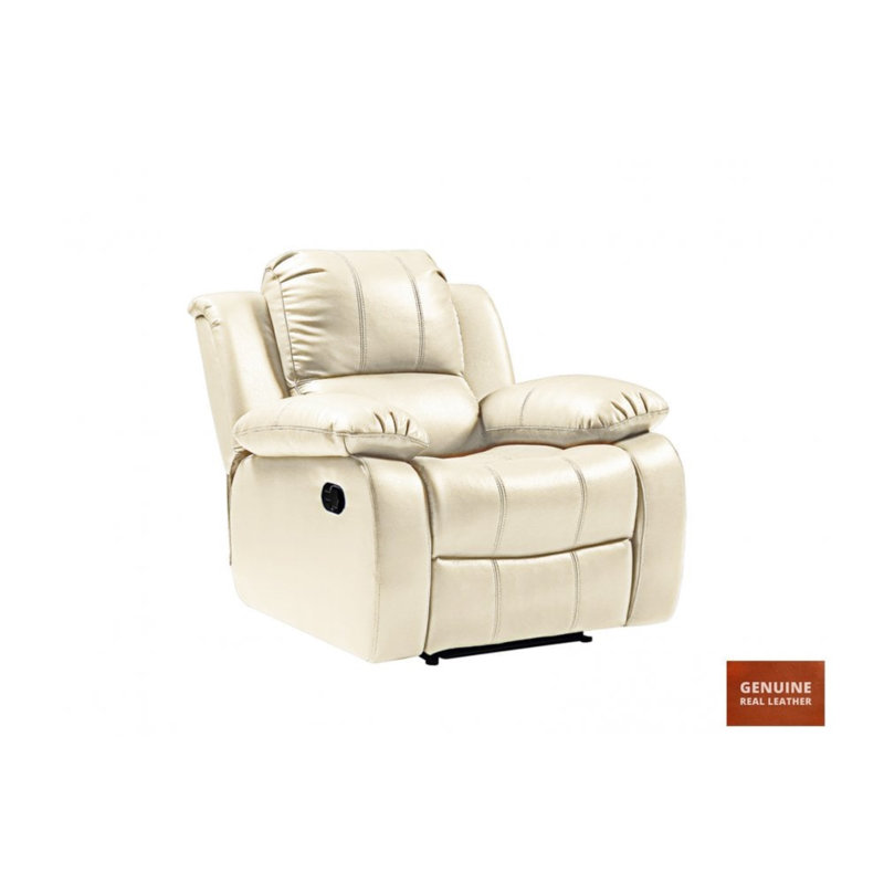 Arberie 102cm Wide Faux Leather Standard Recliner, Cream