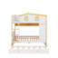 Lit superposé avec garde-corps en forme de maison et lit gigogne, lit superposé en bois avec tablettes de rangement