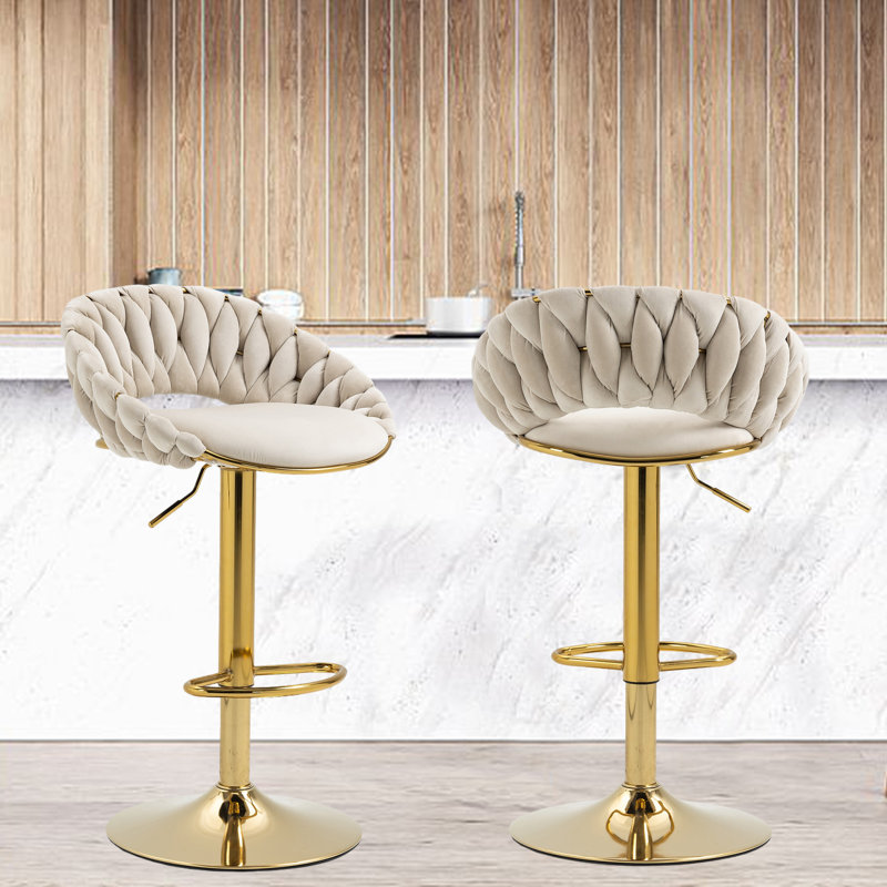 Tabouret de bar pivotant Punak, Ivoire