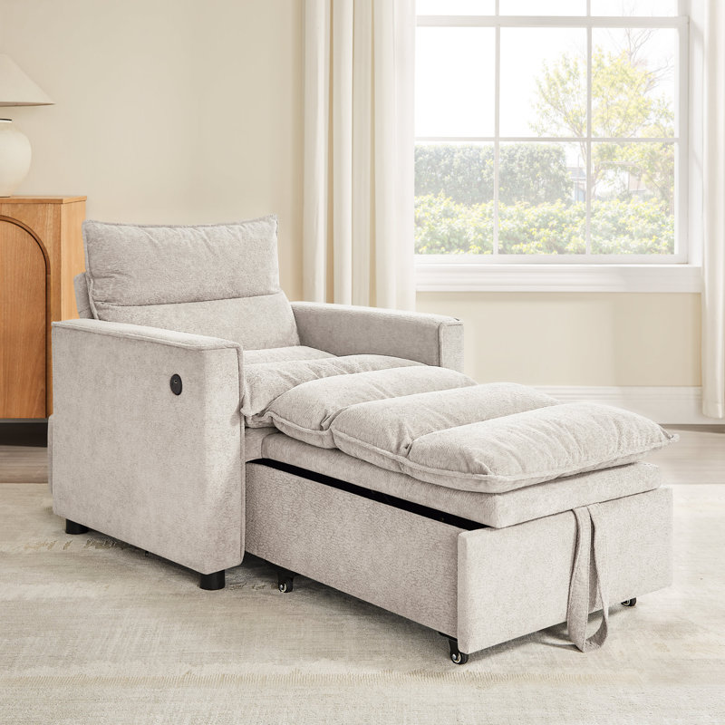 Fauteuil-lit rembourré 36,14 po, canapé-lit simple, futon, Chameau