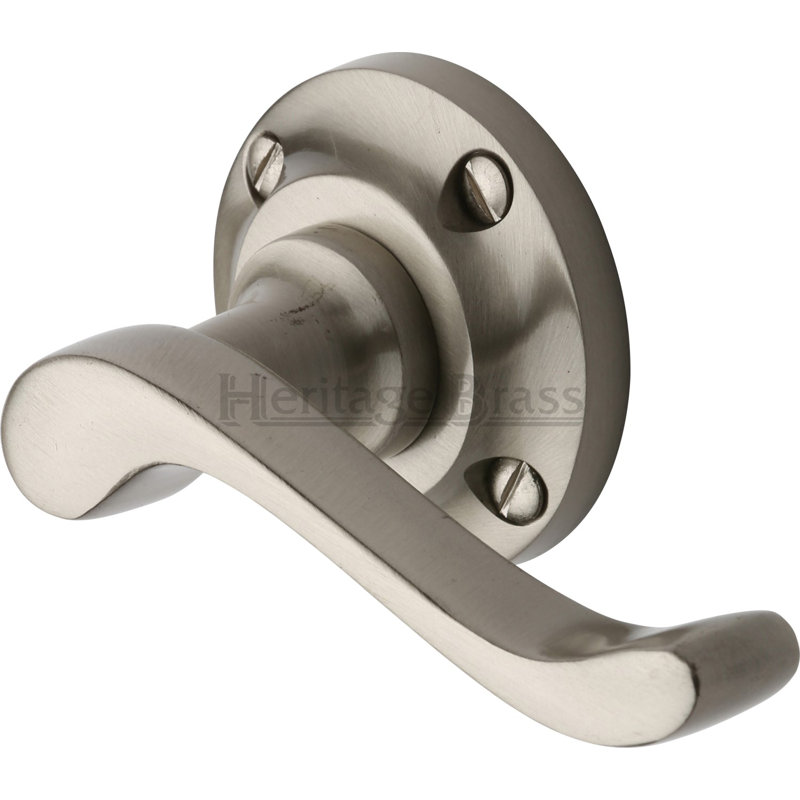 Heritage Brass Heritage Door Handle Lever Latch on 57mm Round Rose Bedford Design, Satin Nickel