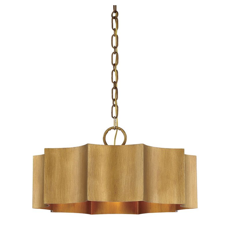 Luminaire suspendu 3 lumières Savoy House Shelby, Patine dorée
