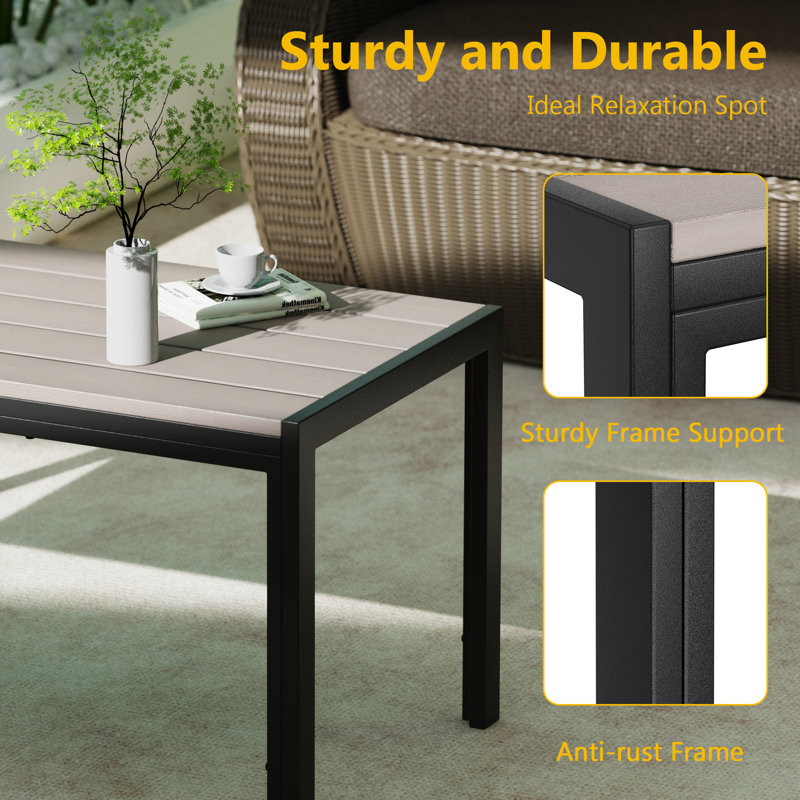 Table basse de patio rectangulaire, Gris