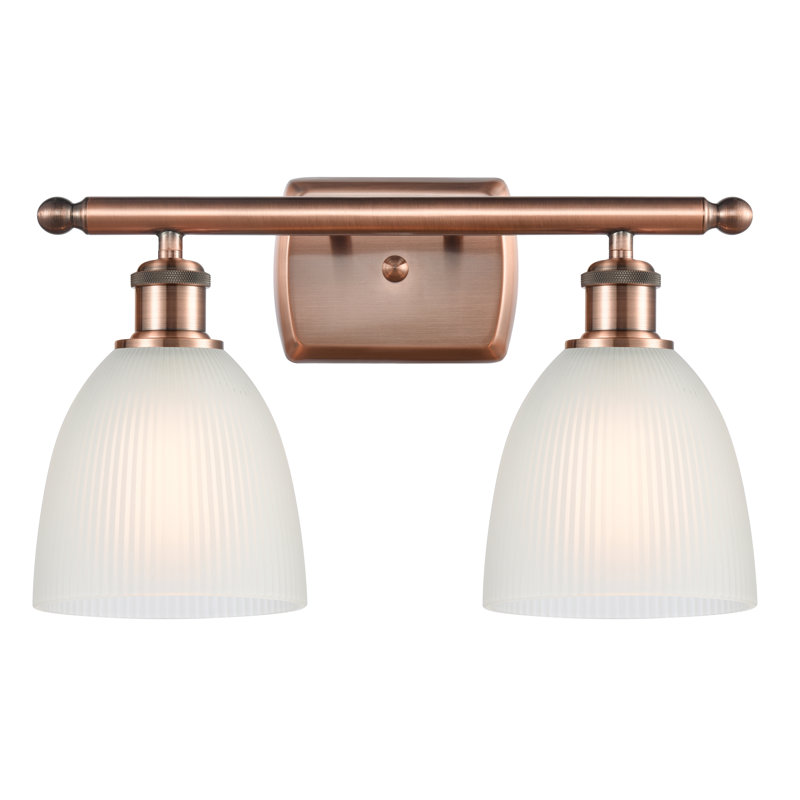 Éclairage pour salle de bain 2 lumières Asdsit, Ampoule incandescente rétro de 60 watts, Blanc, Cuivre antique