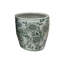 Ensemble de 4 pots à fleurs Kerry, motif floral vert, céramique blanche