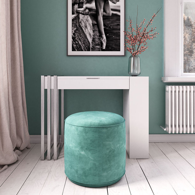 Ensemble coiffeuse en bois massif avec tabouret et Miroir, Mat