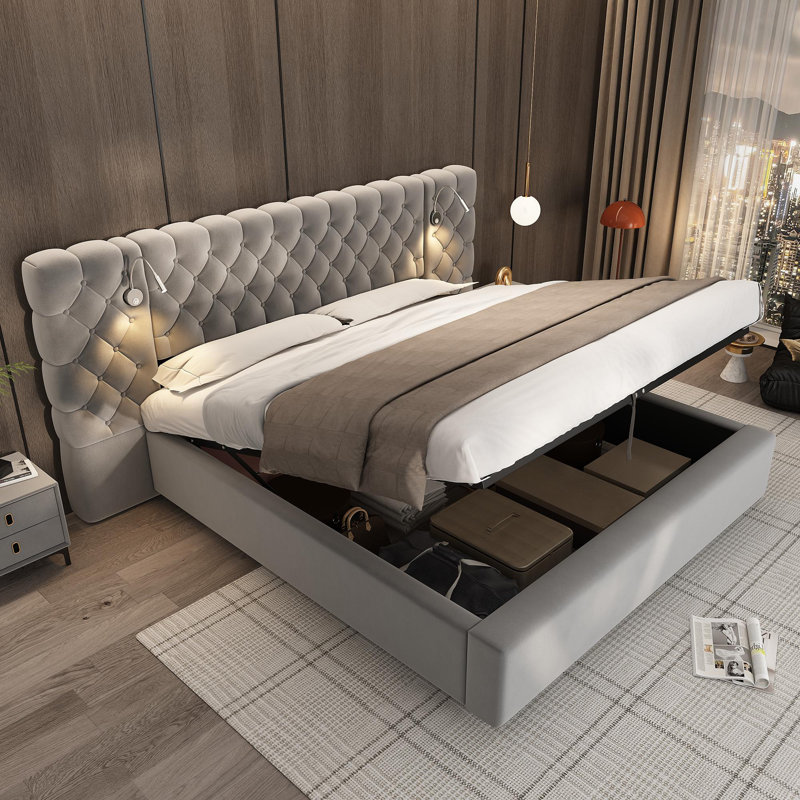 Caffrey Upholstered Ottoman Storage Bed, Super King (6')
