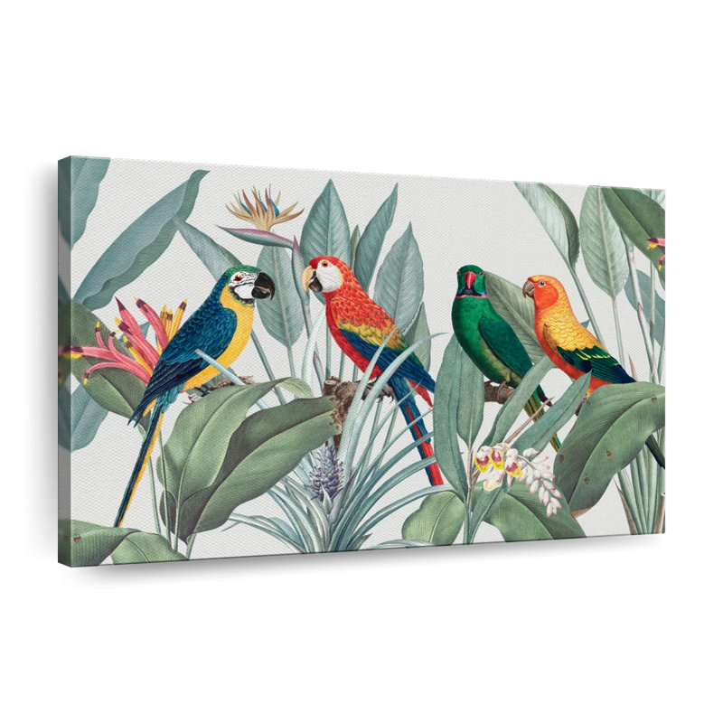 Perroquets de safari tropical sur toile, H 8 po x l 12 po x P 1 po
