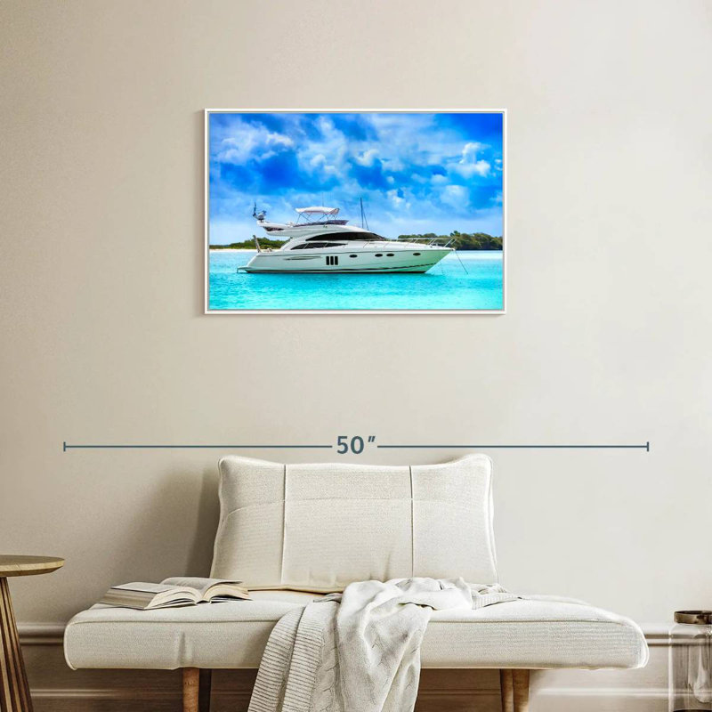 Yacht de luxe des Caraïbes, Cadre flottant blanc, 31 po x 21 po