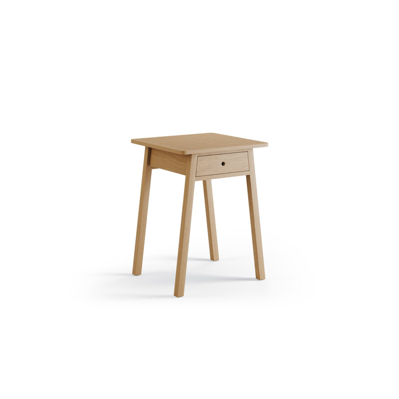 Square Ash Solid Wood Outdoor Side Table - 56 cm W 56 cm D, Light Brown