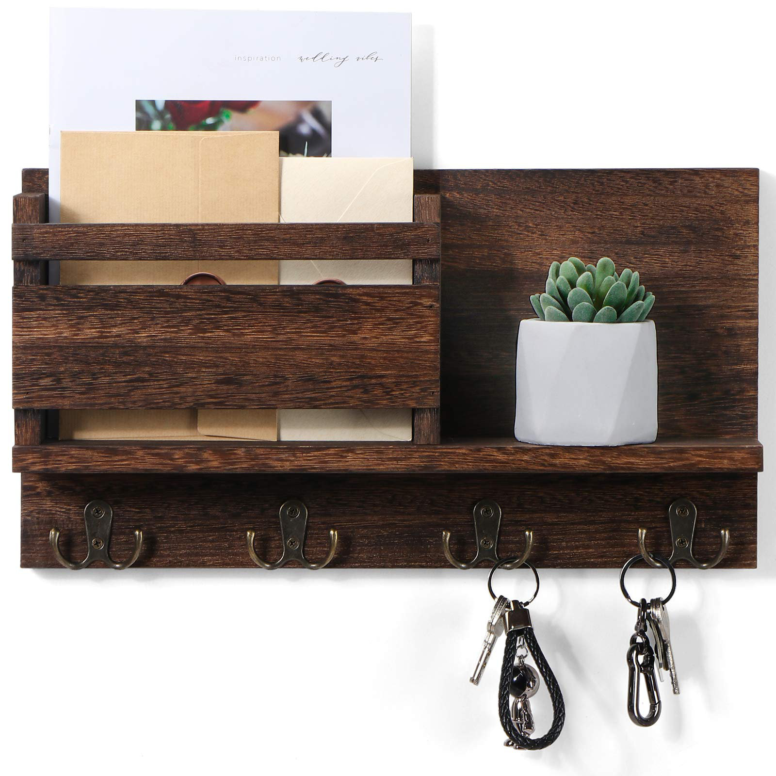 Crestone Solid Wood Wall Organizer with Key Hooks