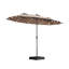 Grand parasol rectangulaire double 15 x 9 pi pour terrasse avec lumière et base - taupe