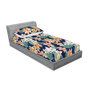 Bleu marine, vert laurier / floral