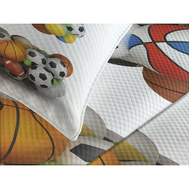 Ambesonne Letter E Bedspread Set Sports Name Initials Multicolor, King Bedspread + 2 Standard Shams