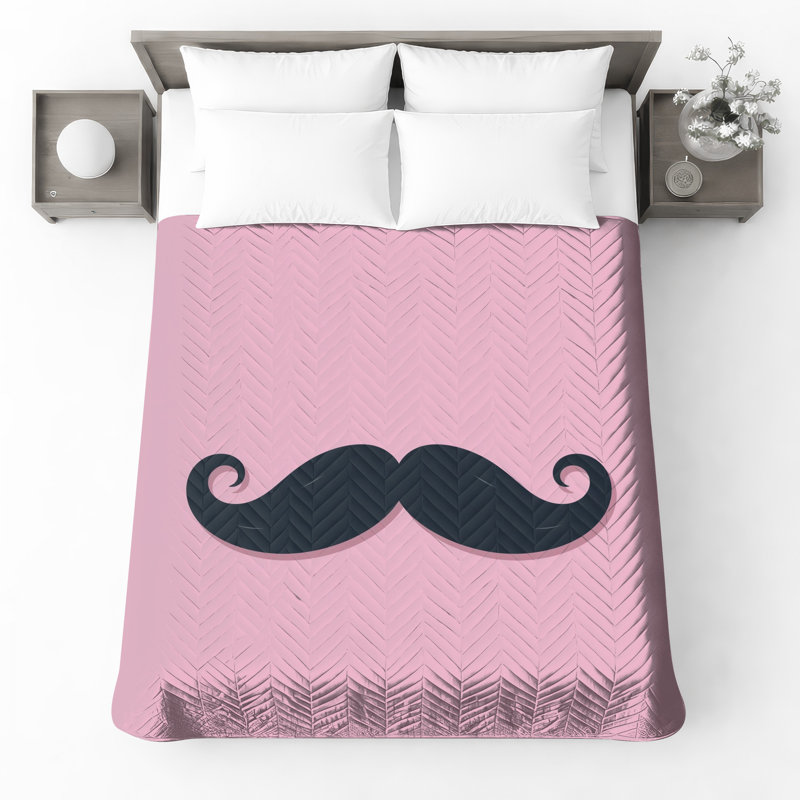 Couvre-lit matelassé courbé et moustache noire toutes tailles, Lit simple