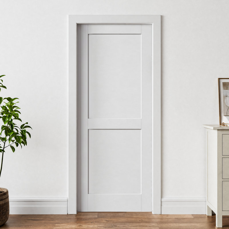 Porte standard blanche à 2 compartiments avec ensemble de quincaillerie, 24 po x 80 po