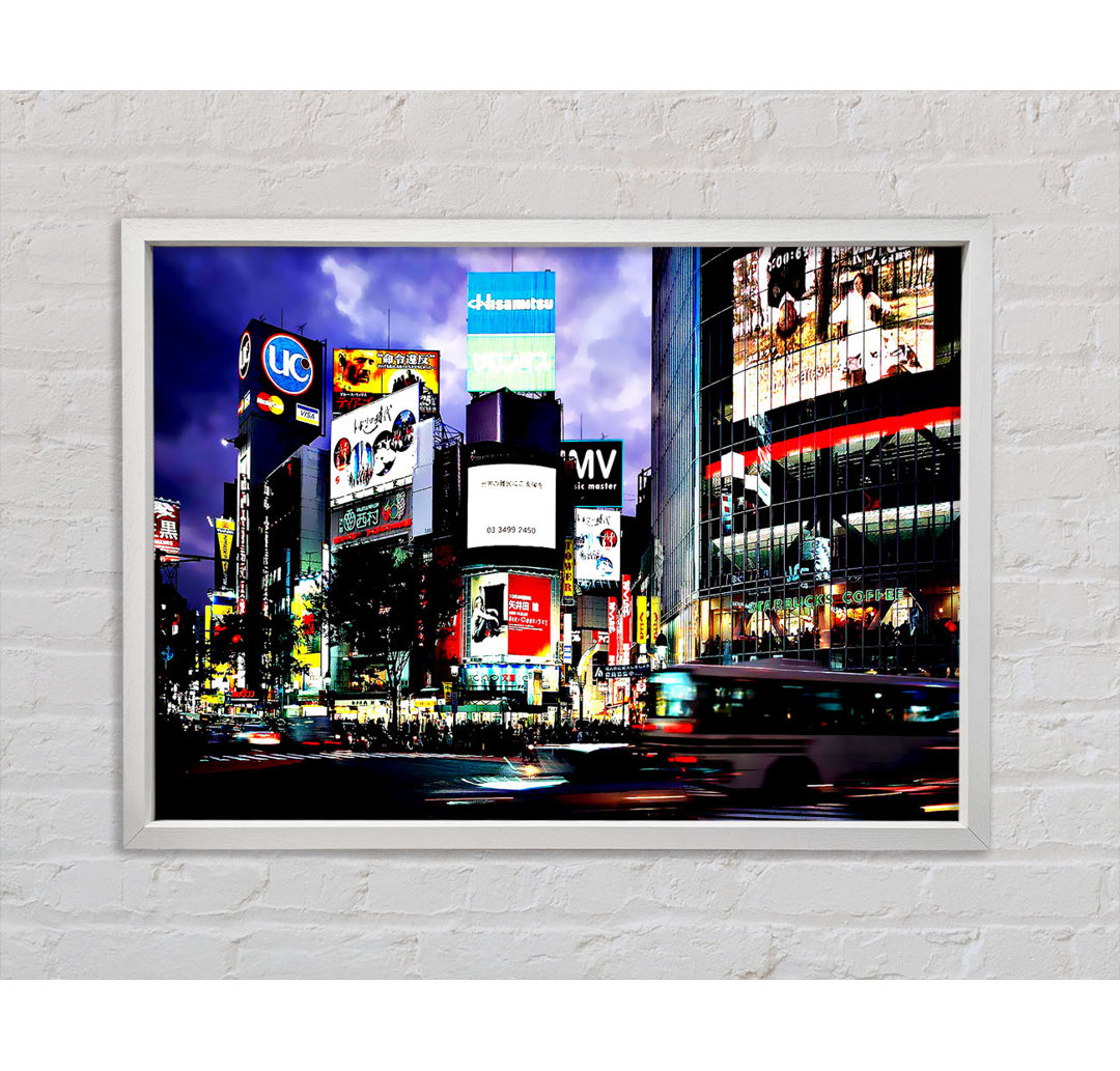 Gerahmtes Leinwandbild Tokyo City Nights, Kunstdruck