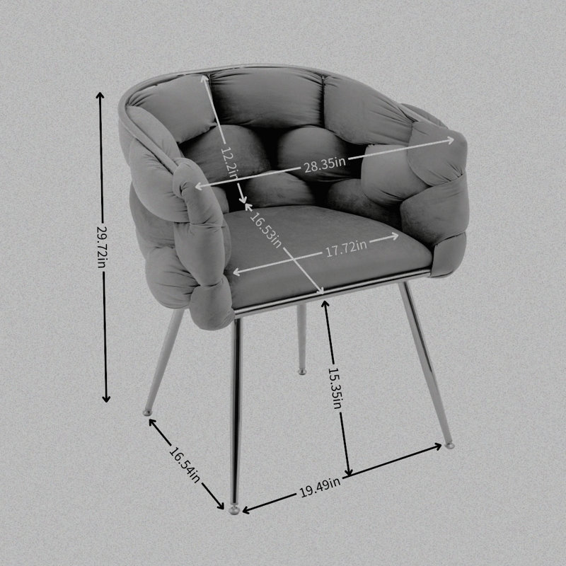 Chaise avec accoudoirs en velours Shrea, Gris