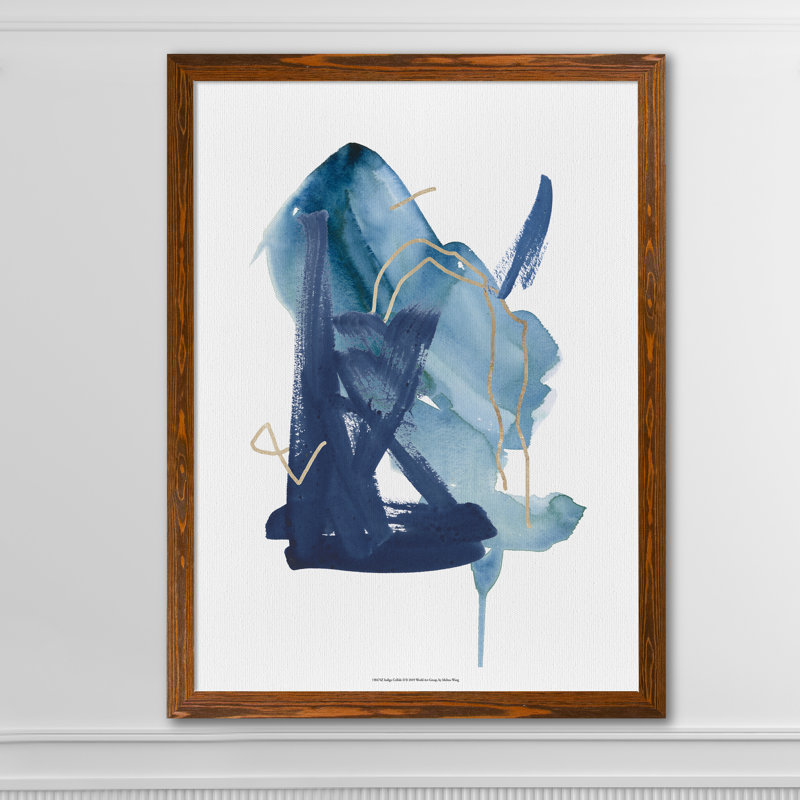 " Indigo Collide II ", 32" H x 44" W x 1.3" D, Maple Framed Canvas