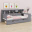 Lit de jour en bois avec tablettes de rangement, lit multifonctionnel avec deux tiroirs de rangement et bureau d'étude-2066314624
