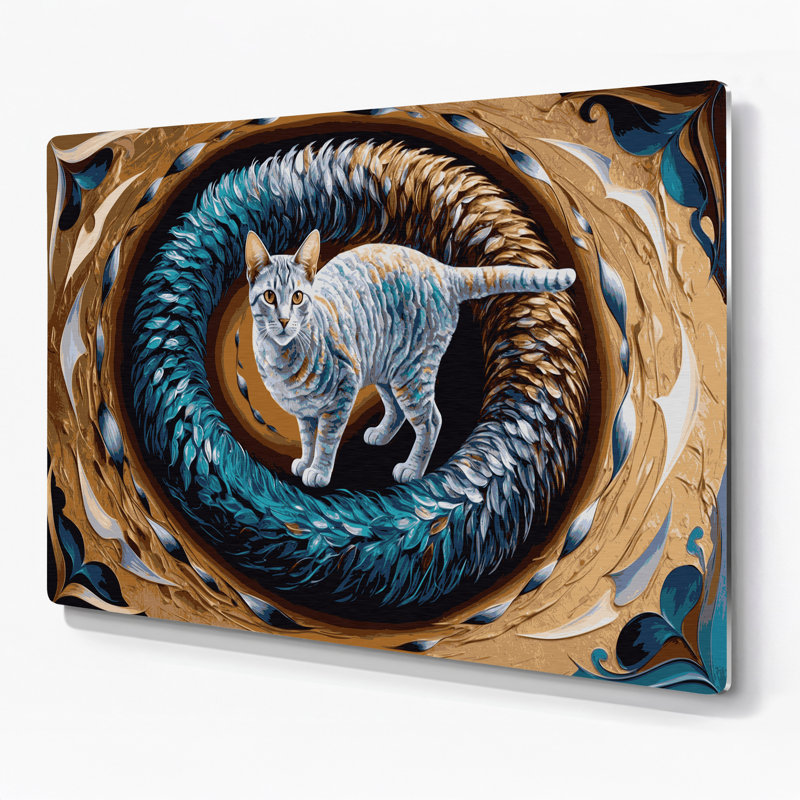 Chats, Oregon Rex, art mural en métal brun, H 132 po x l 168 po x P 0,05 po