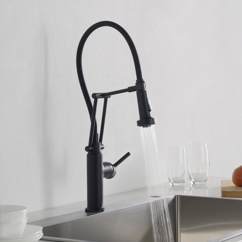 Robinet de cuisine à poignée simple Engel, Noir mat