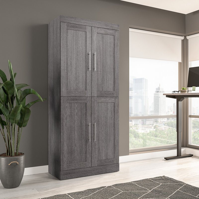 Arlex Shelving Unit with Doors, Dark Gray, 84" H x 36" W x 19" D