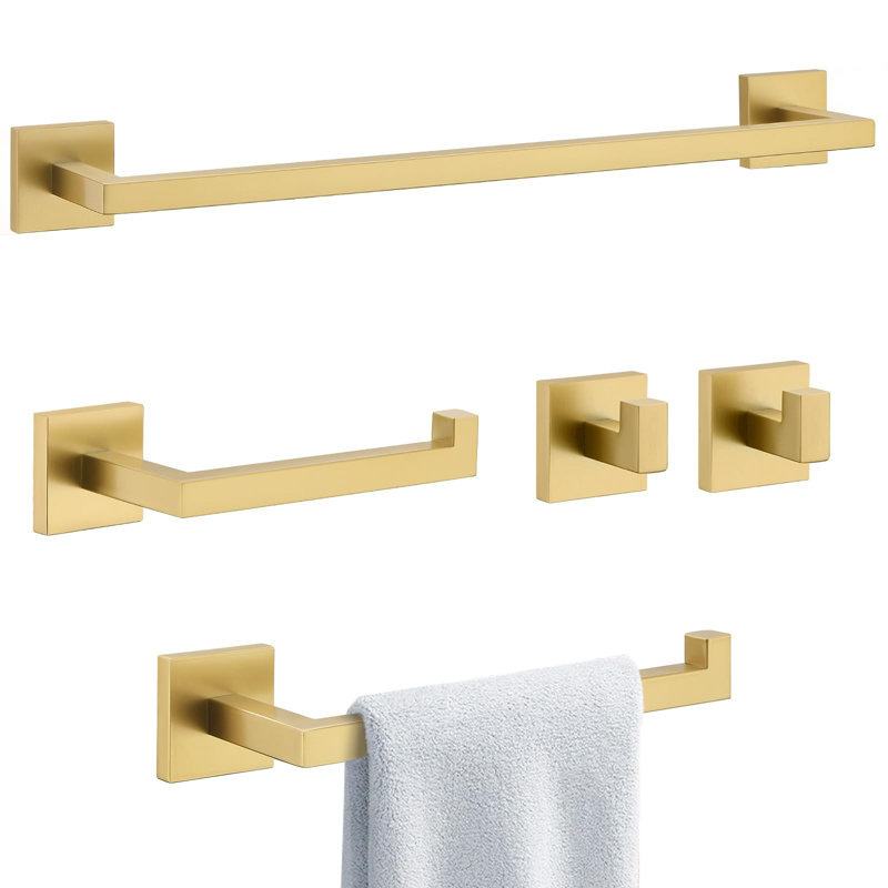 5 - Piece Bathroom Hardware Set, Gold