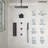  Thermostatic Dual Showerheads System, Ceiling Mount 16" High-Pressure Rainfall Shower Faucet with Handheld Spray and Body Jet-93884723
