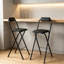 Tabouret de bar portatif pliant avec dossier, chaise pliante de 29,5 po de hauteur, siège en cuir rembourré, pour la salle à manger de l'îlot de cuisine Cafe